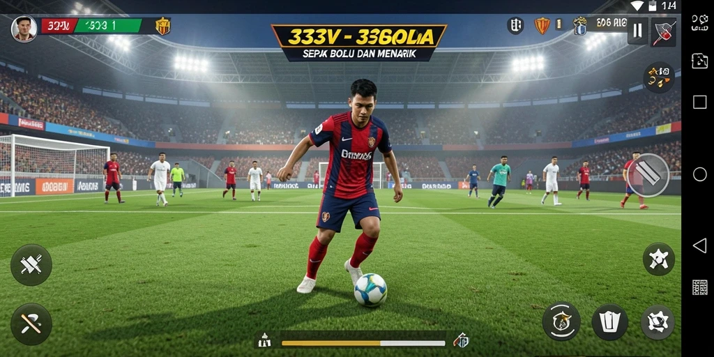Tampilan gameplay menarik dari 333V dengan aksi sepak bola yang mendebarkan.