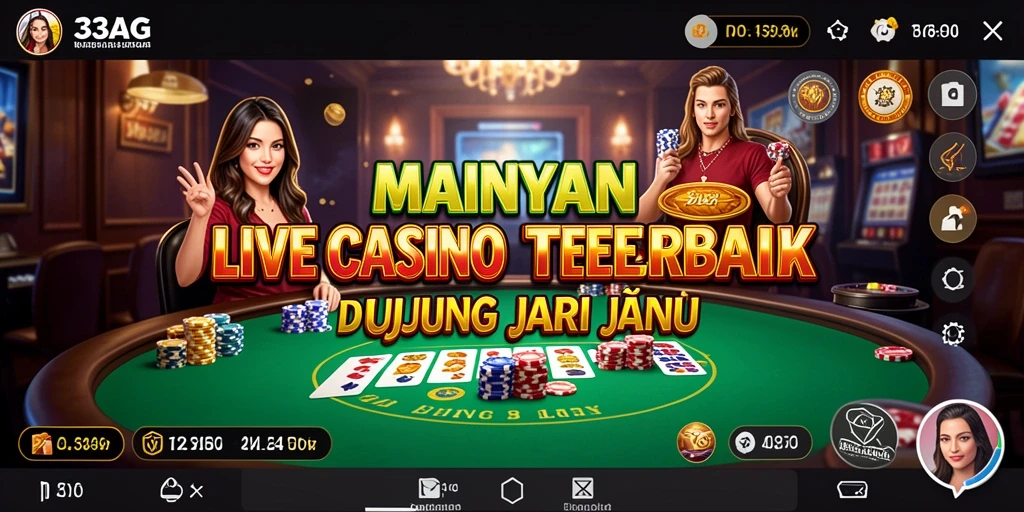 Tangkapan layar utama gameplay Live Casino dengan dealer profesional.
