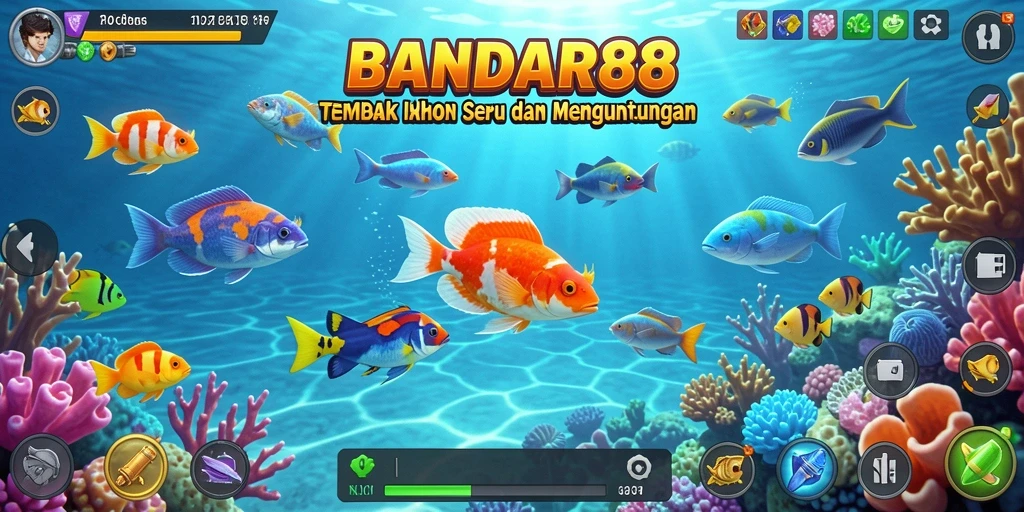 Tampilan aksi seru dalam permainan Tembak Ikan BANDAR88.