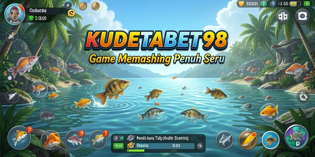 Screenshot gameplay KUDETABET98 menampilkan aksi memancing yang mendebarkan.