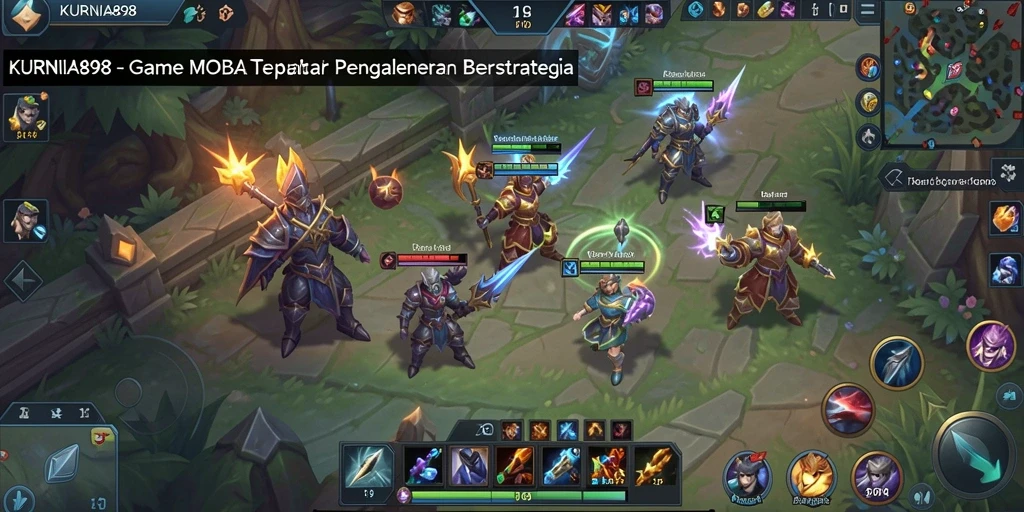 Tampilan aksi seru dari gameplay KURNIA898 di arena MOBA.