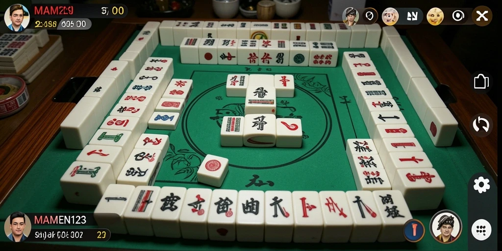 Tampilan gameplay MAMEN123 yang menarik dengan suasana Mahjong.