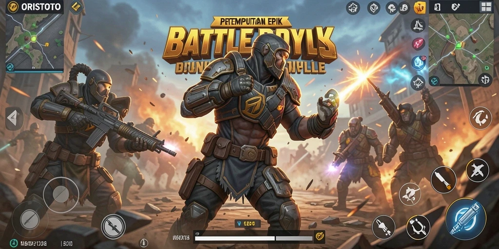 Tangkapan layar gameplay ORISTOTO yang menampilkan pertarungan epik.