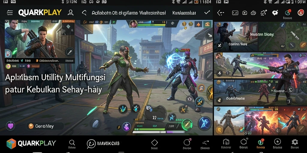 Tampilan utama QUARKPLAY dengan berbagai fitur utilitas.
