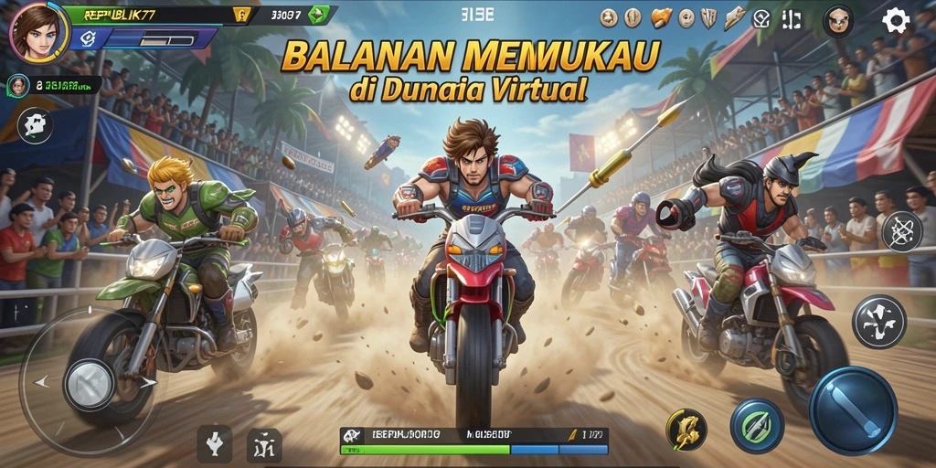 Gambaran gameplay seru dalam REPUBLIK77 dengan balapan yang menantang.