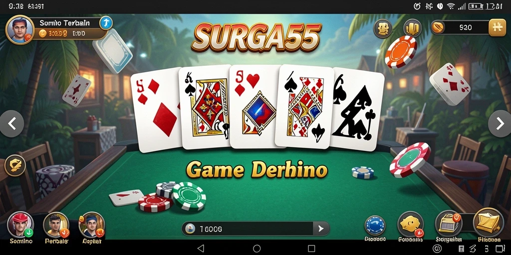 Tampilan gameplay seru dalam SURGA55 saat bermain Domino.