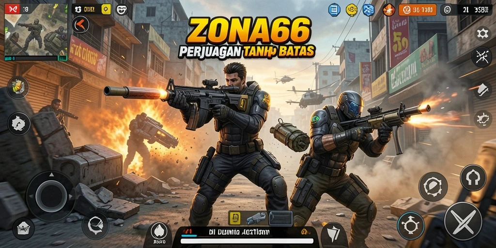 Alur gameplay action yang mendebarkan di ZONA66.